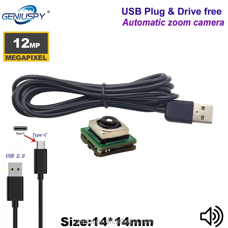 14x14mm 12MP 15fps Auto Focus Mini USB Camera UVC Android Mobile Phone External Cam OTG Video Taking Picture USB WebCam Audio