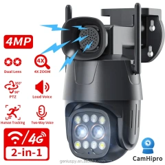 Camhipro Humanoid Tracking Ptz Two-Way Audio IR 4MP 2MP Wireless Wifi Outdoor 4g Sim Card Dual Lens Dome PTZ IP Security Camera