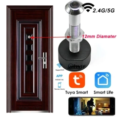 2024 New 12mm 5G 2.4G Tuya Video Peephole Hidden Wifi Camera Mini Motion Detection Door Camera WiFi Eye Hole Smartlife Smart Home