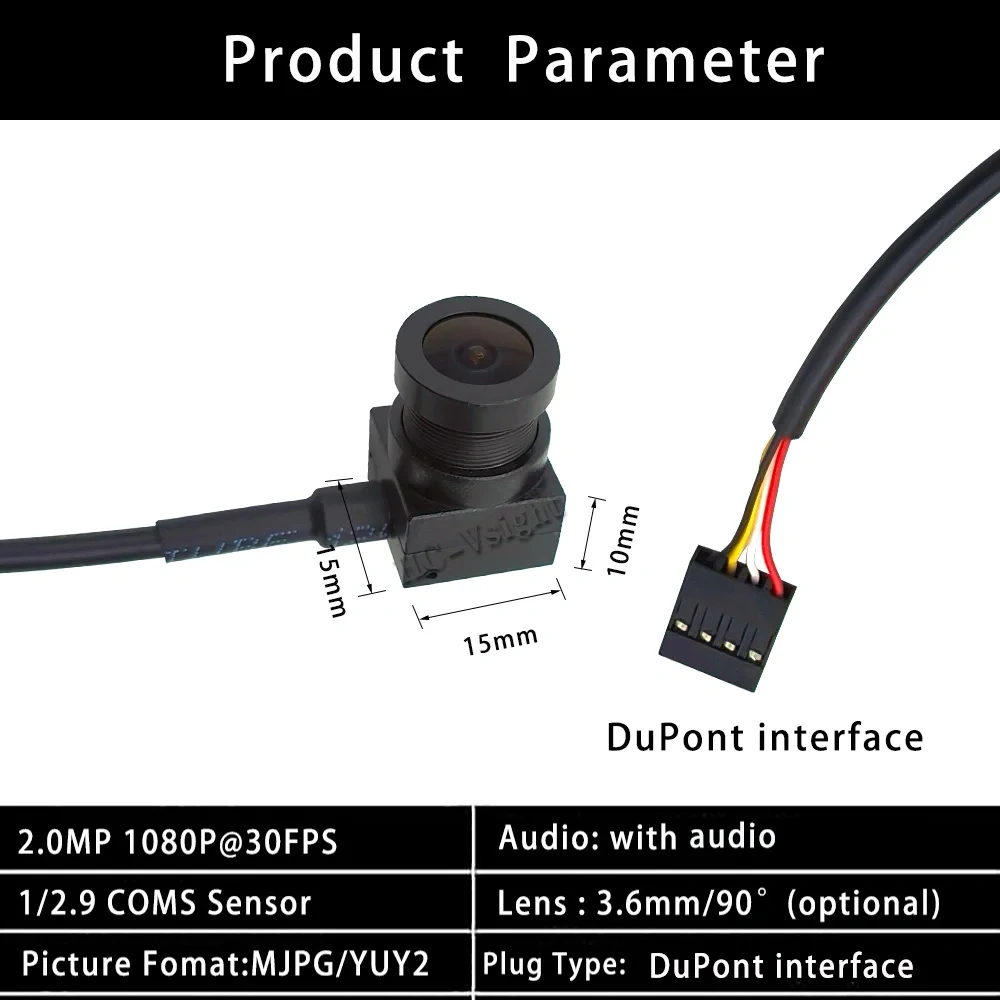 1080p Wide-angle 120 ° DuPont Camera With Audio