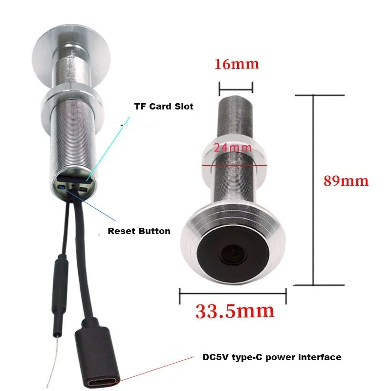 16mm  Diameter 150 Degree Wireless Peephole Viewer Door Eye Video Door Eye Smart IR Indoor Camera 3MP Wifi IP Camera V380pro