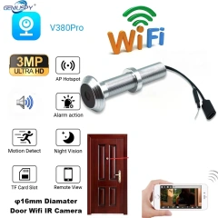 16mm  Diameter 150 Degree Wireless Peephole Viewer Door Eye Video Door Eye Smart IR Indoor Camera 3MP Wifi IP Camera V380pro