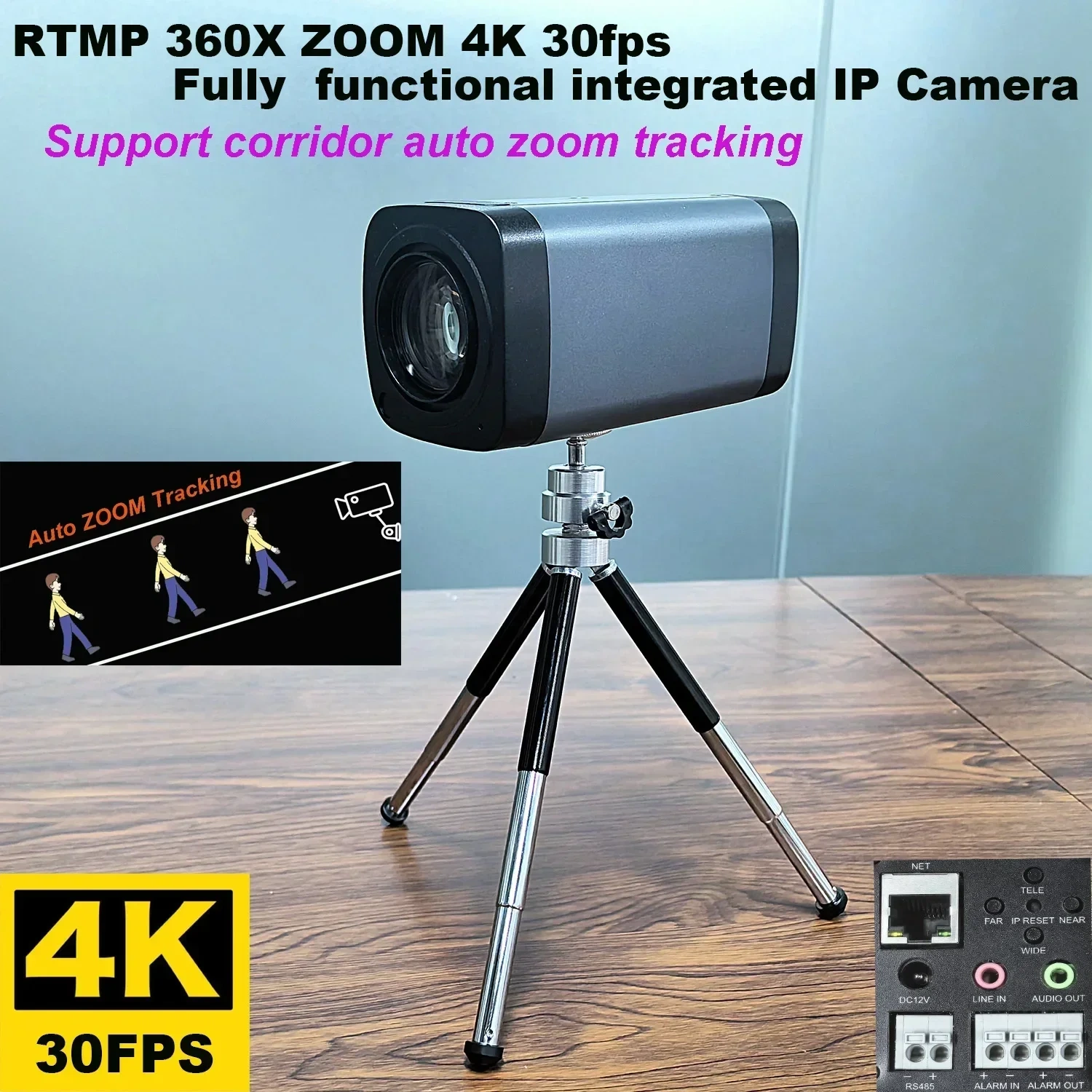 Videolink RTMP 4K 8MP 360X ZOOM Auto ZOOM Tracking IMX415 POE IP Camera Box ONVIF Absolute Move Auto IRIS Hik Protocol Cam