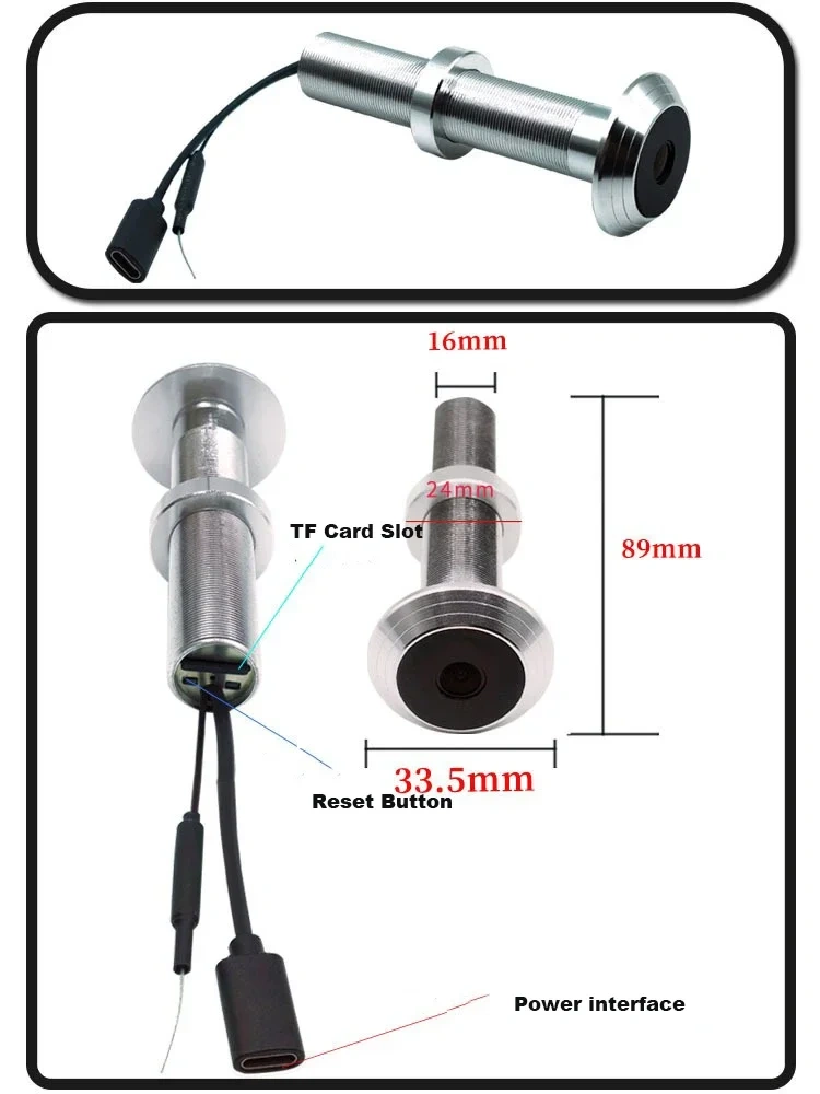 16mm  Diameter 150 Degree Wireless Peephole Viewer Door Eye Video Door Eye Smart IR Indoor Camera 3MP Wifi IP Camera V380pro