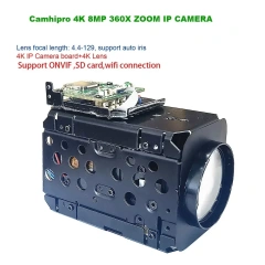 Camhi 4K 8MP IMX415 Dual WIFI 2.4G 5G 360X Optical Zoom IP Camera Board Auto IRIS P2P ON VIF SD Card Slot For Dome PTZ Housing