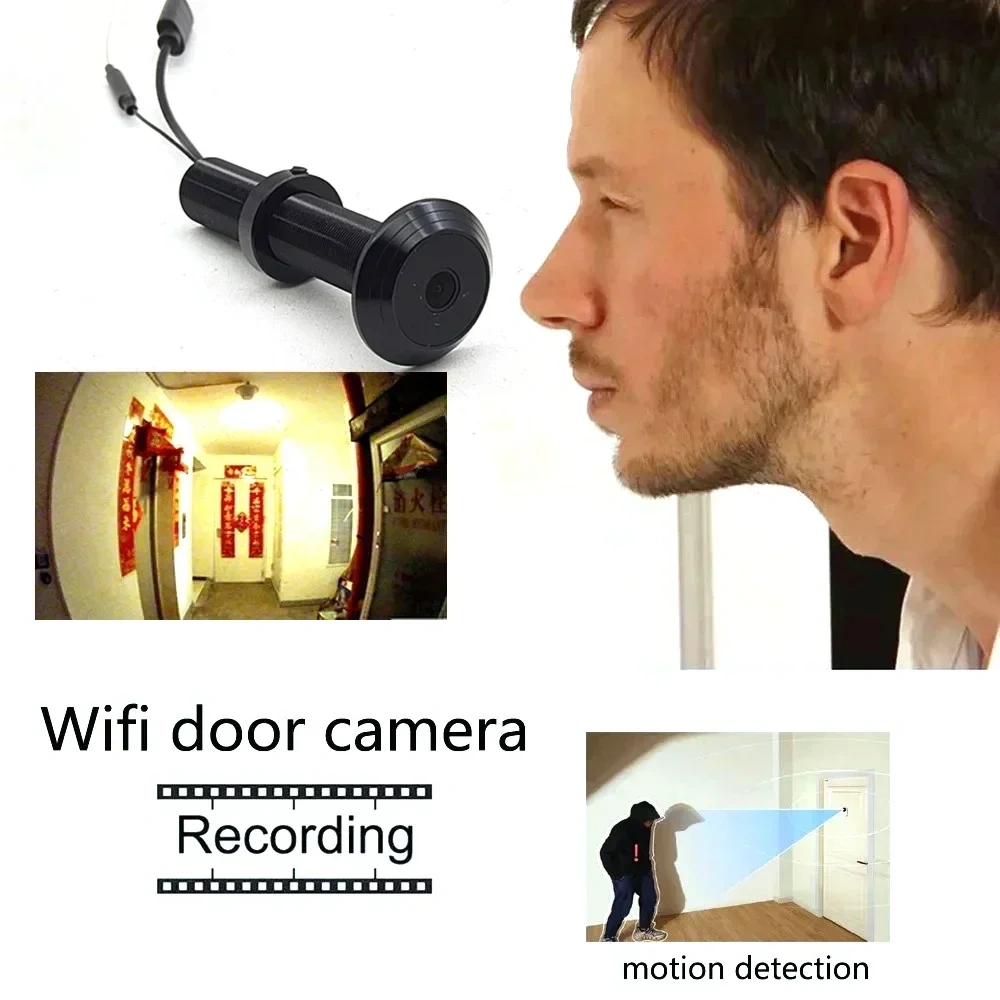 New 16MM Diameter V380 App Door Wide-angle Cat Eye Infrared Night Vision Peephole WiFi Door Camera SD Card Slot Two Way Audio