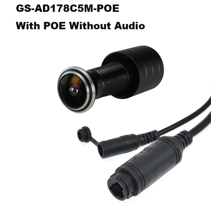 5MP HD Door Eye Hole H.265 1.66mm 1.78mm Wide Angle 180Degree CCTV Network Mini Peephole POE Door IP Camera P2P Audio Microphone