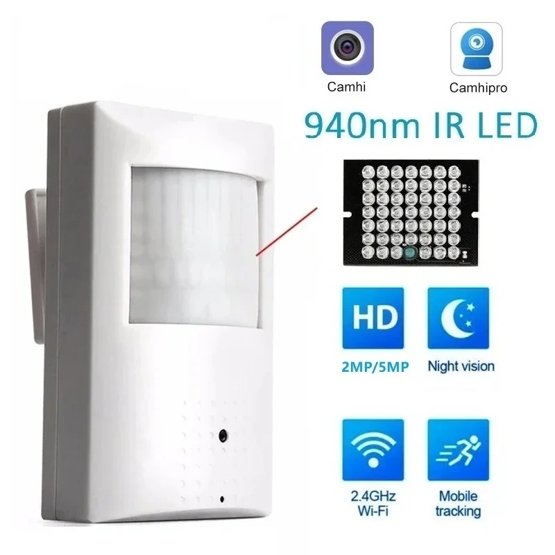 Camhi Mini WiFi Camera Invisible Audio 2MP/5MP Indoor Security Monitor PIR Style Hidden 940 Night Vision H265 Video Surveillance