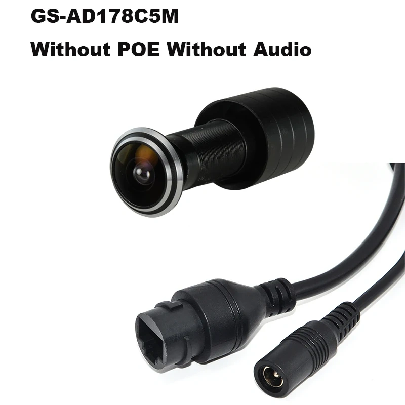 5MP HD Door Eye Hole H.265 1.66mm 1.78mm Wide Angle 180Degree CCTV Network Mini Peephole POE Door IP Camera P2P Audio Microphone