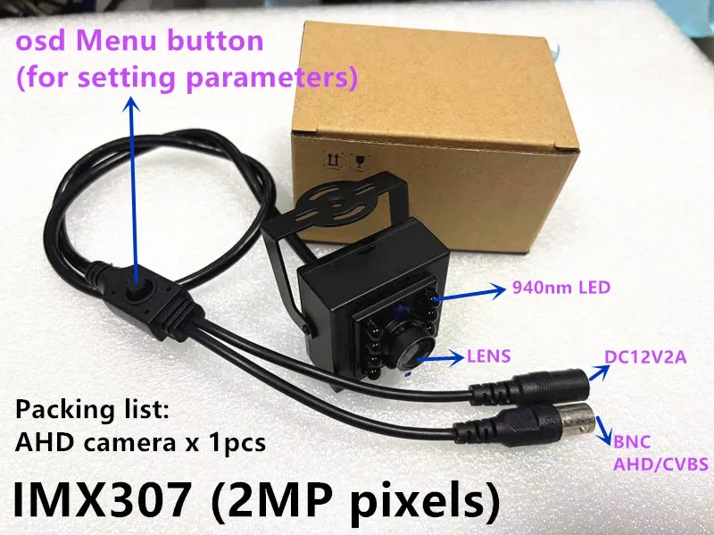 IMX335 IMX290 IMX307 Night Vision IRCUT Mini AHD Camera Cvbs Osd 2MP CCTV Security Square Low Illumination 0.0001lux Dark Light