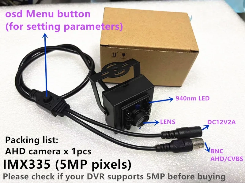 IMX335 IMX290 IMX307 Night Vision IRCUT Mini AHD Camera Cvbs Osd 2MP CCTV Security Square Low Illumination 0.0001lux Dark Light