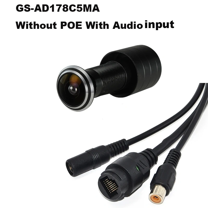 5MP HD Door Eye Hole H.265 1.66mm 1.78mm Wide Angle 180Degree CCTV Network Mini Peephole POE Door IP Camera P2P Audio Microphone
