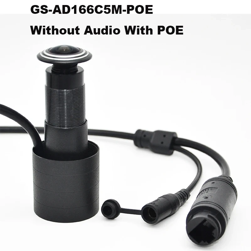 5MP HD Door Eye Hole H.265 1.66mm 1.78mm Wide Angle 180Degree CCTV Network Mini Peephole POE Door IP Camera P2P Audio Microphone