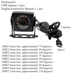 Type-c Outdoor IP65 5MP 1080P 720P 940nm IR Night Vision Webcam Waterproof mini Usb Camera Dashcam Vehicle Android Driver Free