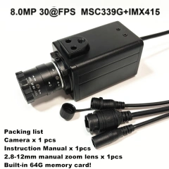 BOX IP Camera Mini 6K 12MP High Resolution 3840x3104 RTMP Webcam 5-50mm 64G Card Detection Security Protection Smart CCTV Camera