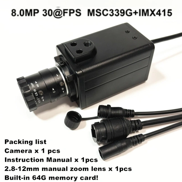 BOX IP Camera Mini 6K 12MP High Resolution 3840x3104 RTMP Webcam 5-50mm 64G Card Detection Security Protection Smart CCTV Camera