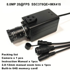 BOX IP Camera Mini 6K 12MP High Resolution 3840x3104 RTMP Webcam 5-50mm 64G Card Detection Security Protection Smart CCTV Camera