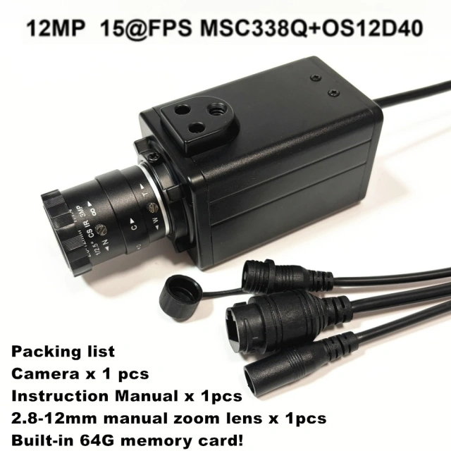 BOX IP Camera Mini 6K 12MP High Resolution 3840x3104 RTMP Webcam 5-50mm 64G Card Detection Security Protection Smart CCTV Camera