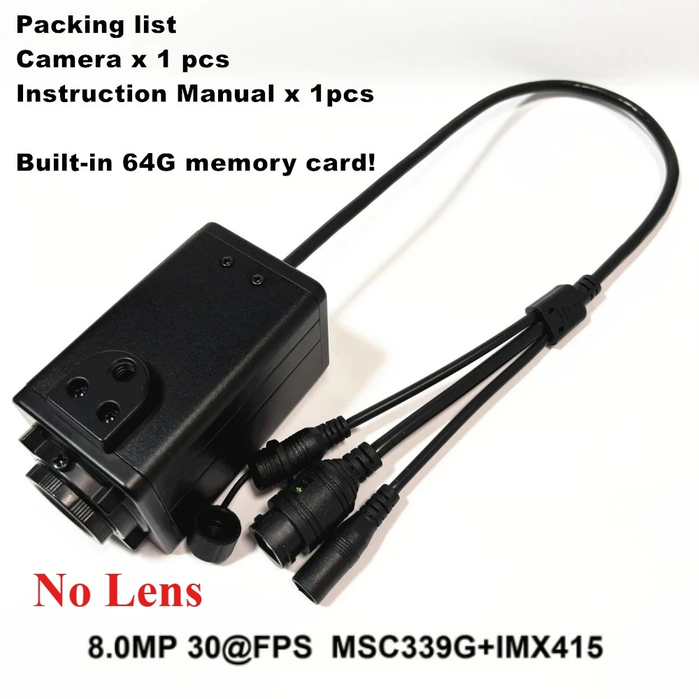 BOX IP Camera Mini 6K 12MP High Resolution 3840x3104 RTMP Webcam 5-50mm 64G Card Detection Security Protection Smart CCTV Camera