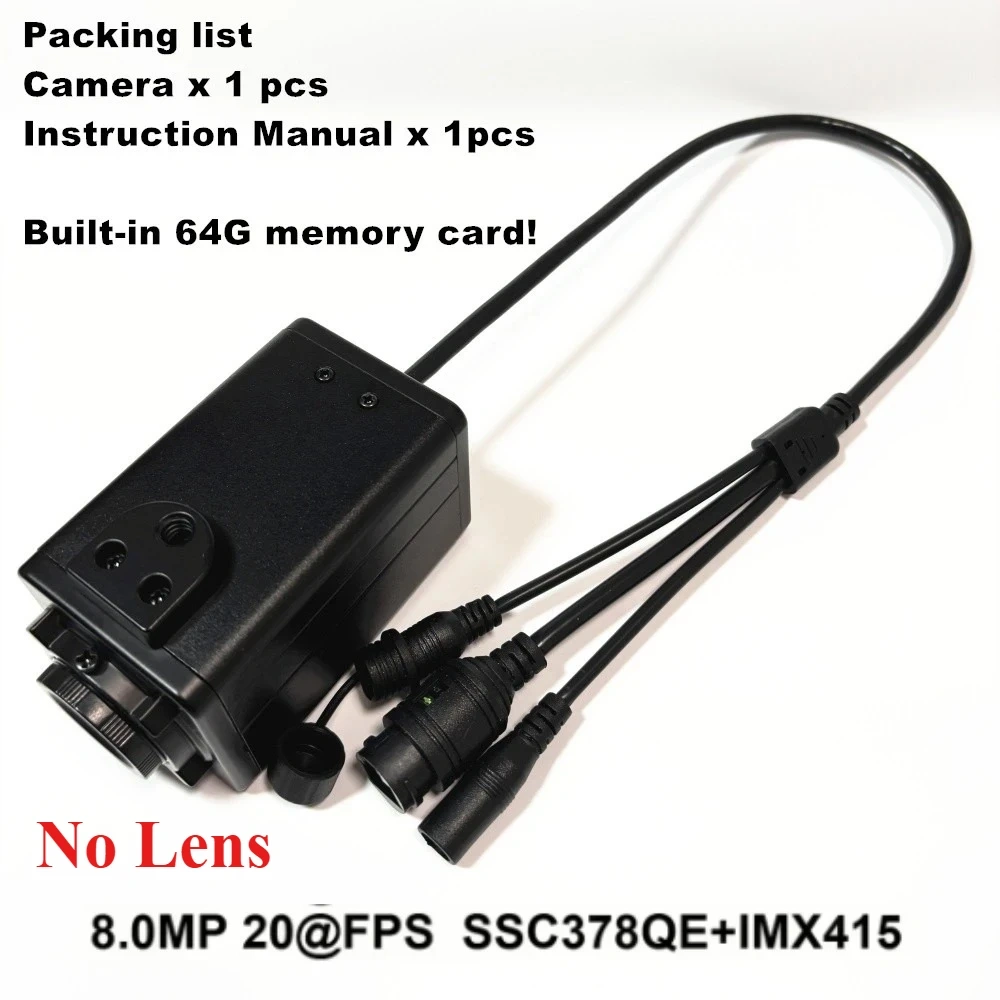 BOX IP Camera Mini 6K 12MP High Resolution 3840x3104 RTMP Webcam 5-50mm 64G Card Detection Security Protection Smart CCTV Camera