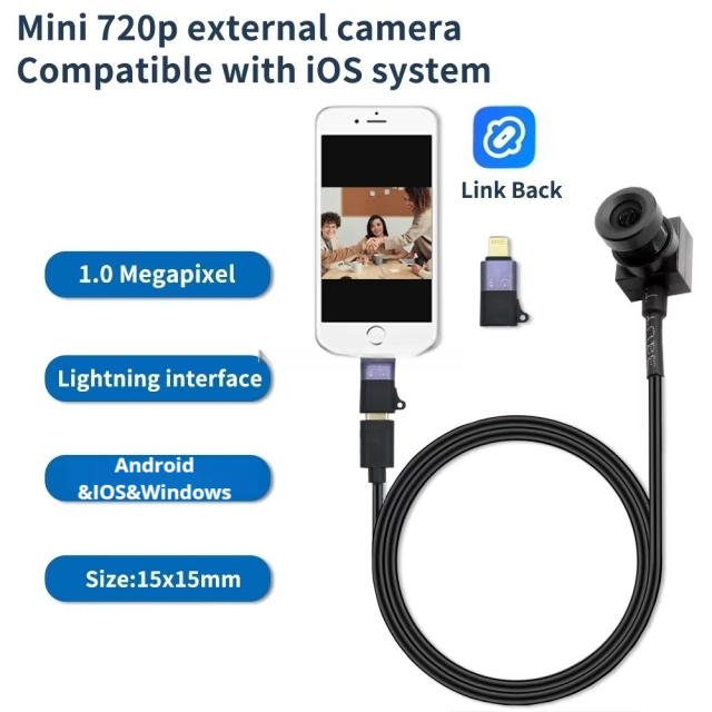 1MP 720P HD Android PC Mini UVC USB Camera IOS OTG Lightning Security Video Audio Camera Webcam With 3.6mm No Distortion Lens