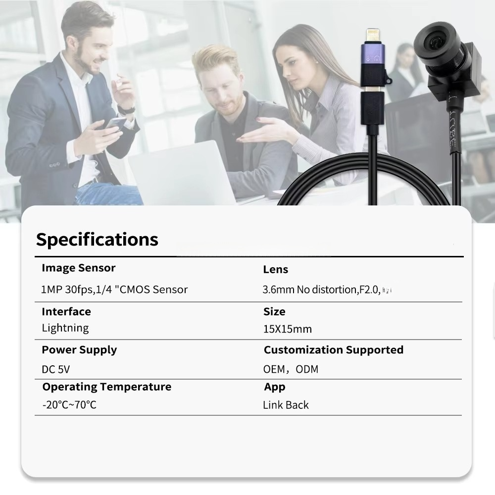 1MP 720P HD Android PC Mini UVC USB Camera IOS OTG Lightning Security Video Audio Camera Webcam With 3.6mm No Distortion Lens