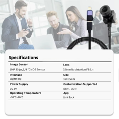 1MP 720P HD Android PC Mini UVC USB Camera IOS OTG Lightning Security Video Audio Camera Webcam With 3.6mm No Distortion Lens
