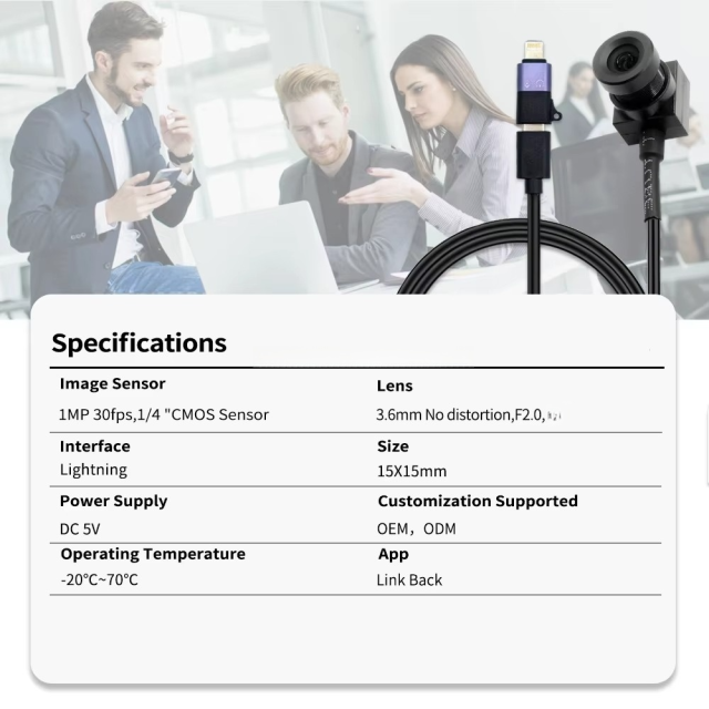 1MP 720P HD Android PC Mini UVC USB Camera IOS OTG Lightning Security Video Audio Camera Webcam With 3.6mm No Distortion Lens