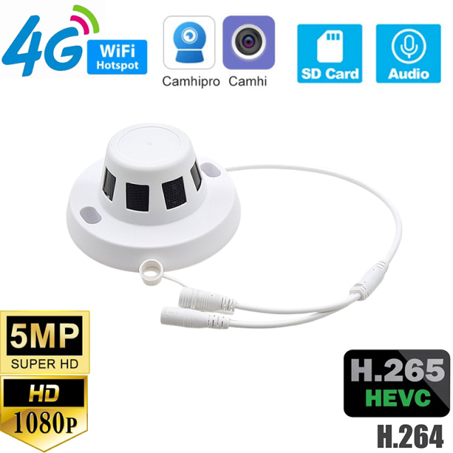 Camhipro Camhi Mifi 4G AP Hotspot 3G 4G Lte 5MP 2MP 1080P Wifi IP Wireless Dome Detector Hidden Spy Camera With Sim Card Slot TF Card Slot Audio for Home