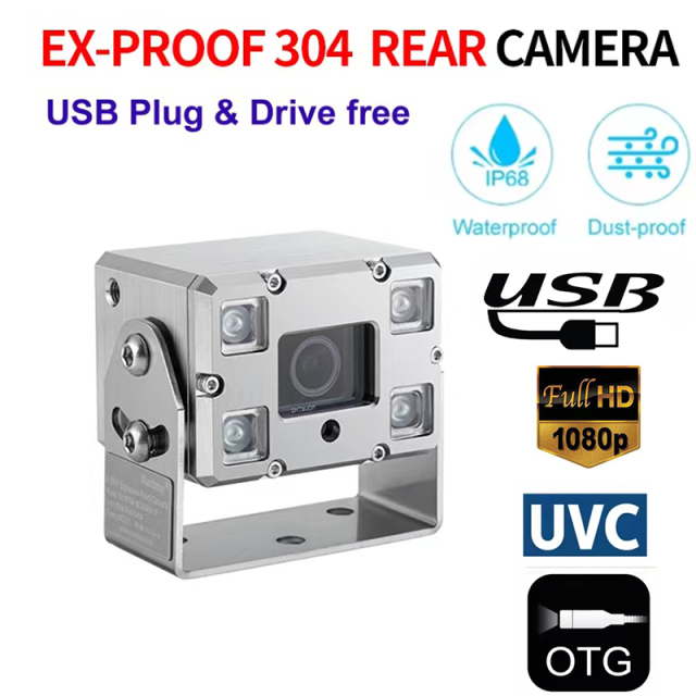 IP68 EX Explosion Proof Security 304 Stainless Steel CMOS Android 2MP1080P IR Night Vision UVC Vehicle USB Camera Oil Gas Coal