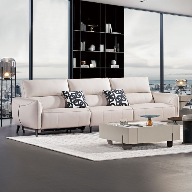 Luxury Genuine Italian style Leather power Reclinable Living room furniture sectional sofa