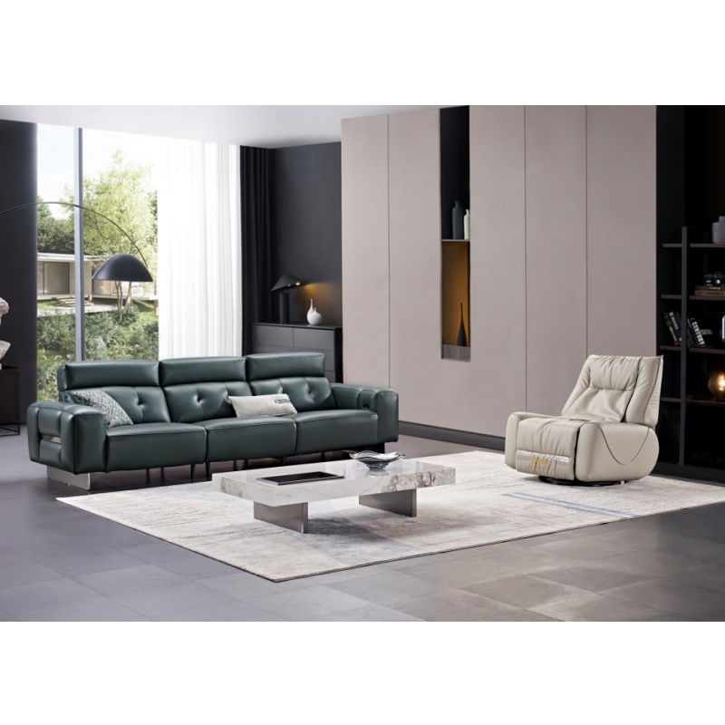 Factory OEM Luxury Genuine Leather power Reclinable Living room sectional sofa