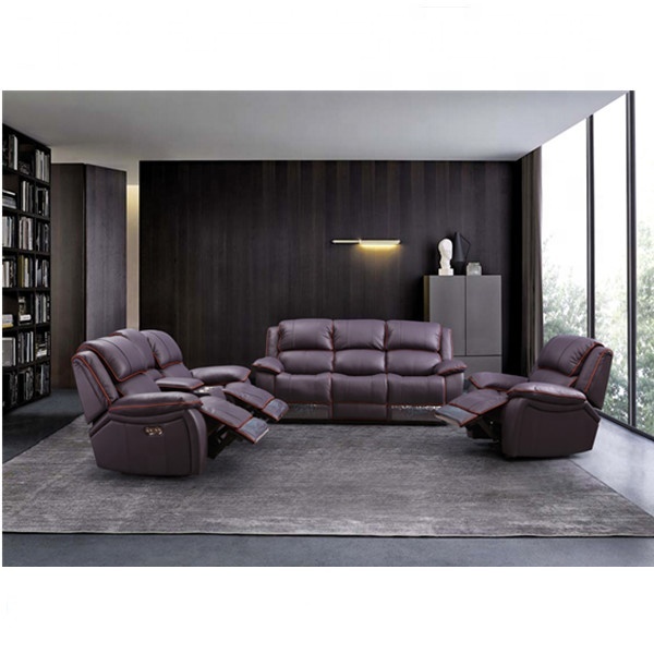Factory OEM Luxury Genuine Leather power Reclinable Living room sectional sofa