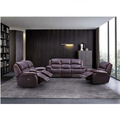 Factory OEM Luxury Genuine Leather power Reclinable Living room sectional sofa