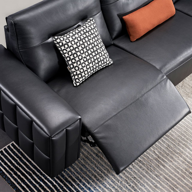Luxury Genuine High-end Leather power Reclinable Living room villa sectional sofa
