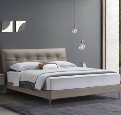 Modern Italian Design Solid Wood high-end King Size genuine Leather Bed for bedroom