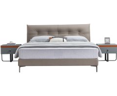 Modern Italian Design Solid Wood high-end King Size genuine Leather Bed for bedroom