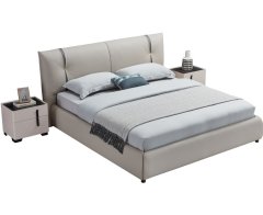 Modern Italian Design Solid Wood high-end King Size genuine Leather Bed for bedroom