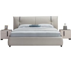 Modern Italian Design Solid Wood high-end King Size genuine Leather Bed for bedroom