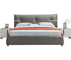 Modern Italian Design Solid Wood high-end King Size genuine Leather Bed for bedroom