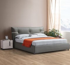 Modern Italian Design Solid Wood high-end King Size genuine Leather Bed for bedroom