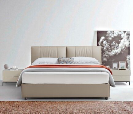 Modern Italian Design Solid Wood high-end King Size genuine Leather Bed for bedroom
