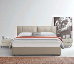 Modern Italian Design Solid Wood high-end King Size genuine Leather Bed for bedroom