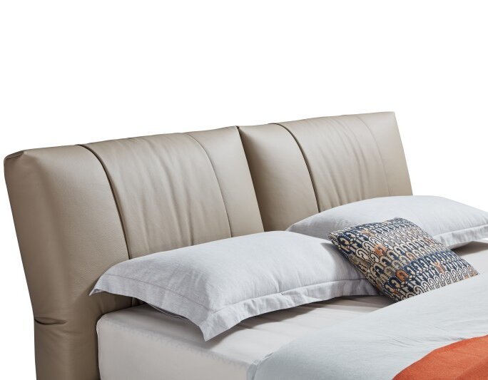 Modern Italian Design Solid Wood high-end King Size genuine Leather Bed for bedroom