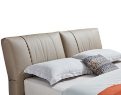 Modern Italian Design Solid Wood high-end King Size genuine Leather Bed for bedroom
