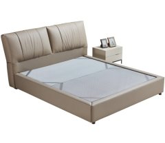 Modern Italian Design Solid Wood high-end King Size genuine Leather Bed for bedroom