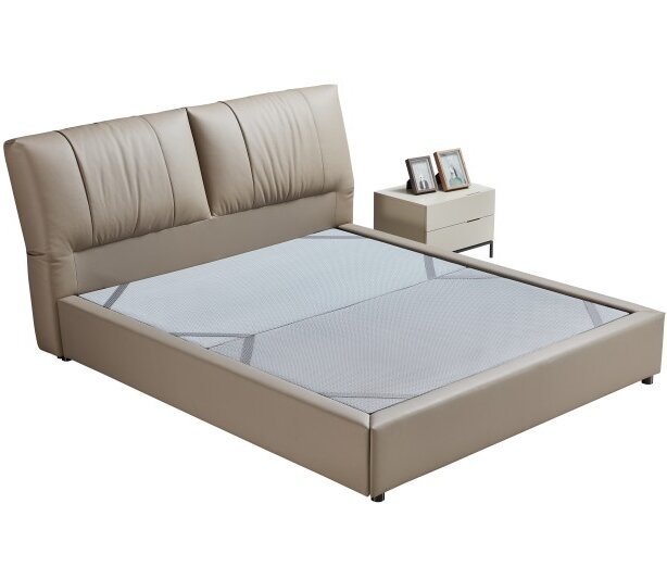 Modern Italian Design Solid Wood high-end King Size genuine Leather Bed for bedroom