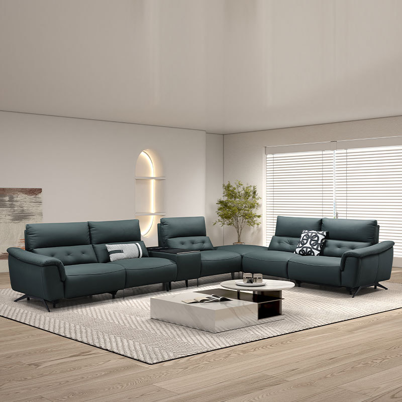 Luxury Genuine Italian design Full Leather power Recliner Living room villa furniture Lobby Modern sectional sofa