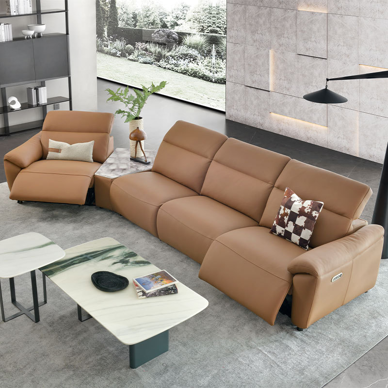 Luxury Italian design Full Genuine Leather power Recliner Living room villa furniture Modern sectional sofa