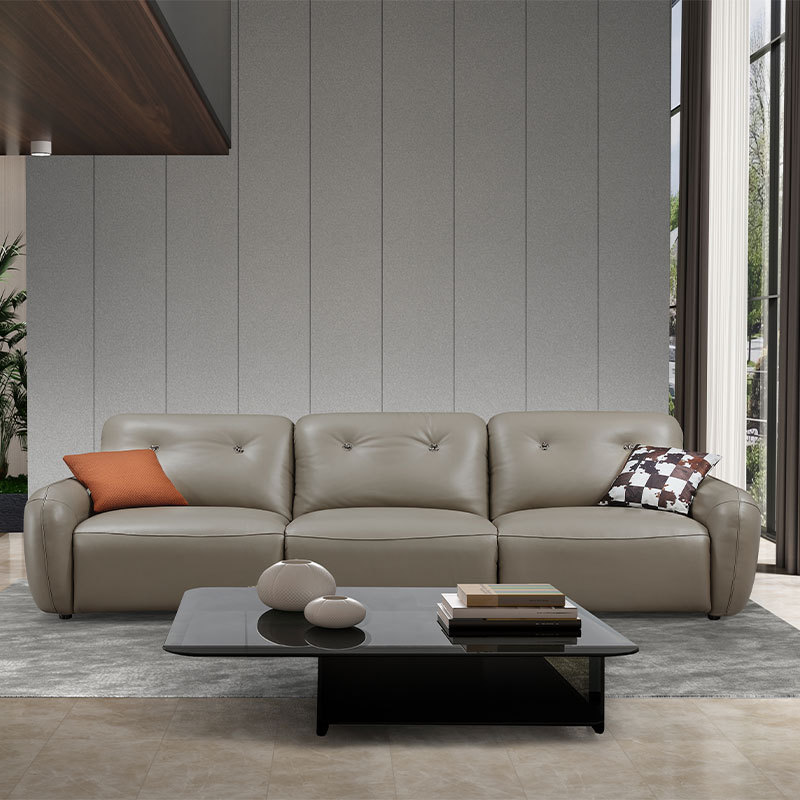Luxury Genuine Italian design Full Leather power Recliner Living room villa furniture Lshape Modern sectional sofa